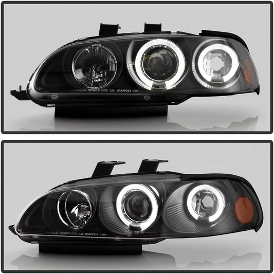 Phares Avant Angel Eyes Fond Noir Honda Civic EG/EH/EJ 92-95 