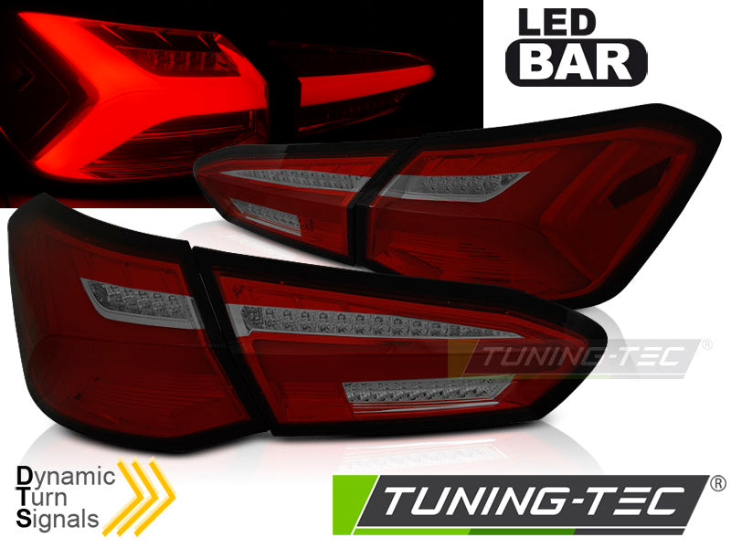 Feux arrière à LED rouges fumés SEQ compatibles avec Ford Focus 4 18-21 à hayon