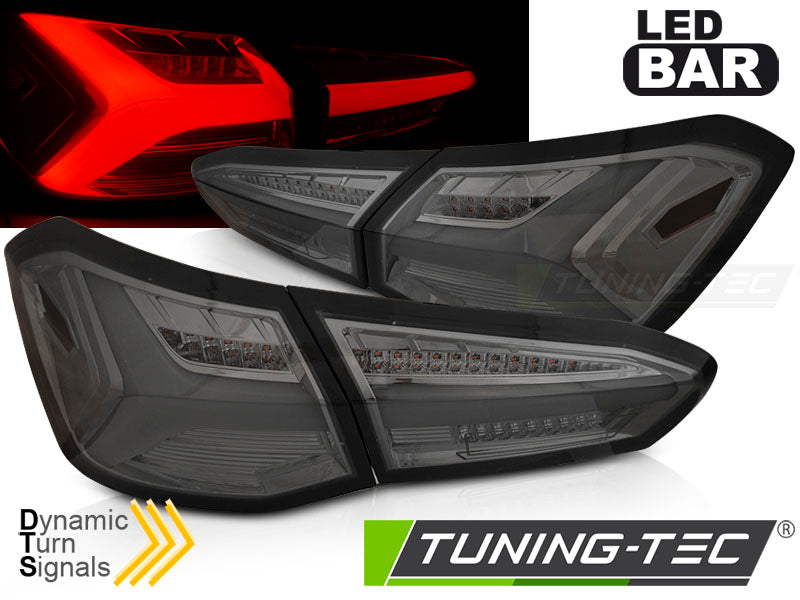 Feux arrière à LED fumés SEQ compatibles avec Ford Focus 4 18-21 à hayon