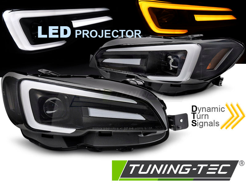 Phares à LED avec feux de jour noirs compatibles avec Subaru WRX 14-22