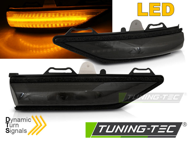 Clignotant latéral à LED intégré au rétroviseur, finition fumée, compatible avec Ford Fiesta MK8 (2017-2023)