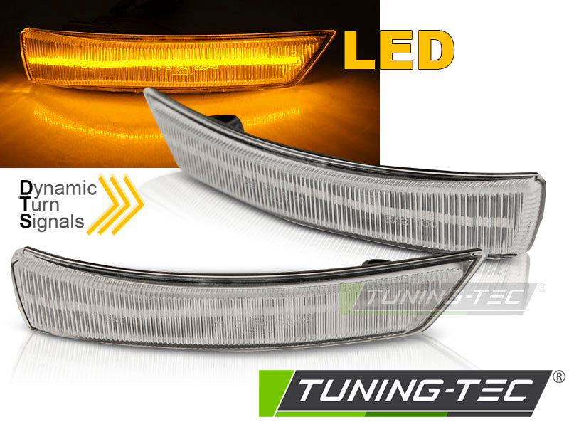 Clignotant latéral à LED blanc séquentiel intégré au rétroviseur, compatible avec Ford Focus MK2 MK3 08-17 / Mondeo MK4 10-14