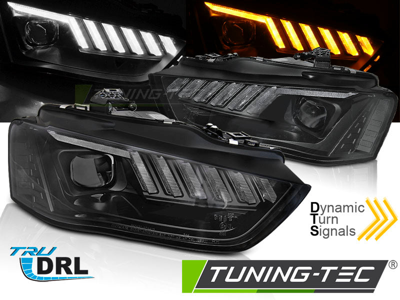Phares au xénon LED noirs SEQ compatibles avec Audi A4 B8 12-15