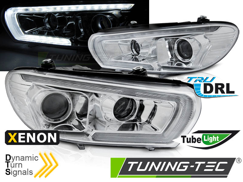 Phares Xeonon à tube séquentiel LED chromés compatibles VW Scirocco 08-04.14