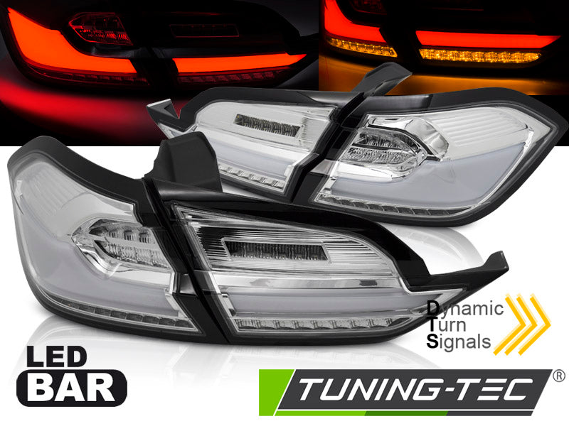 Feux arrière à LED chromés compatibles avec Ford Fiesta MK8 17-21 (berline à hayon)