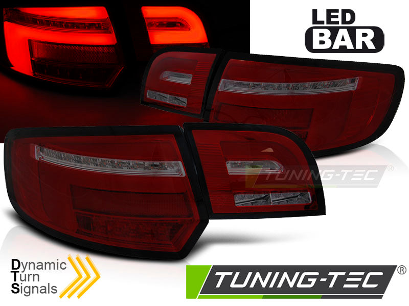 Feux arrière à LED rouges fumés séquentiels compatibles avec Audi A3 8P 5D 03-08