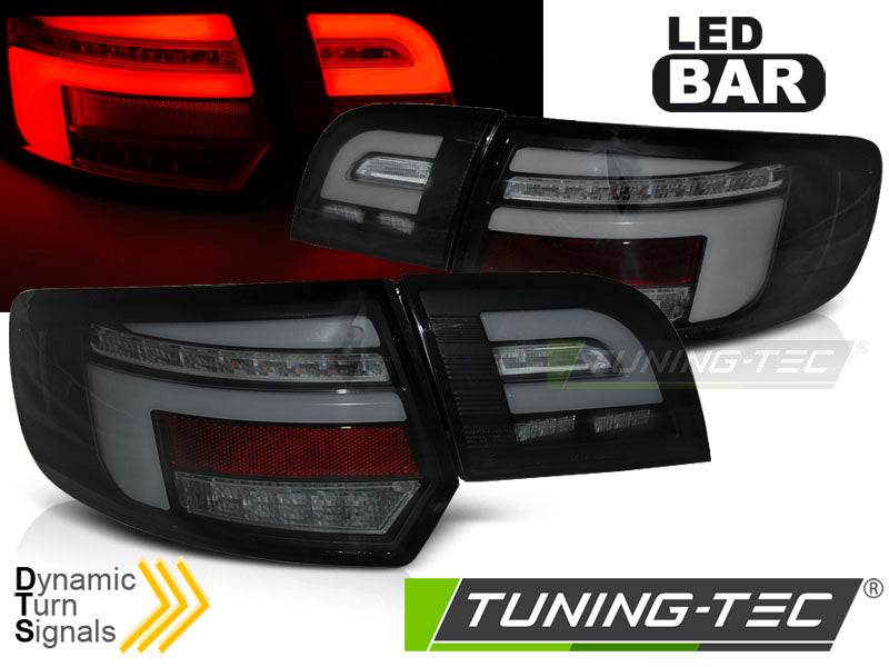 Feux arrière à LED noirs SEQ compatibles avec Audi A3 8P 5D 03-08