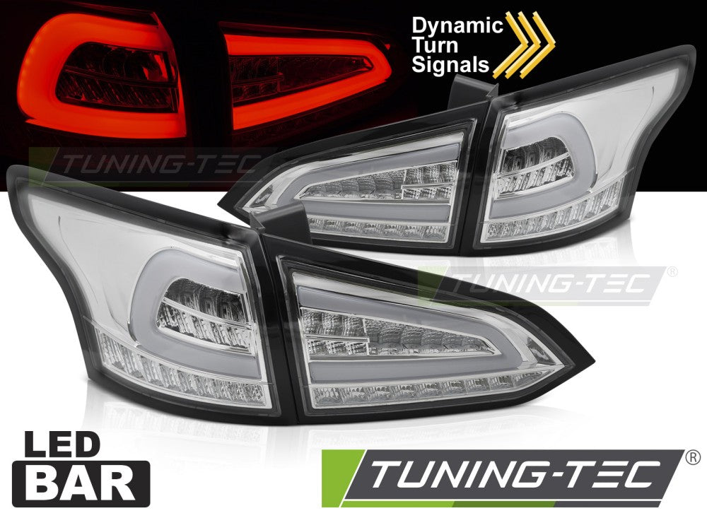 Feux arrière à LED chromés SEQ compatibles avec Ford Focus MK 3 SW 11-18