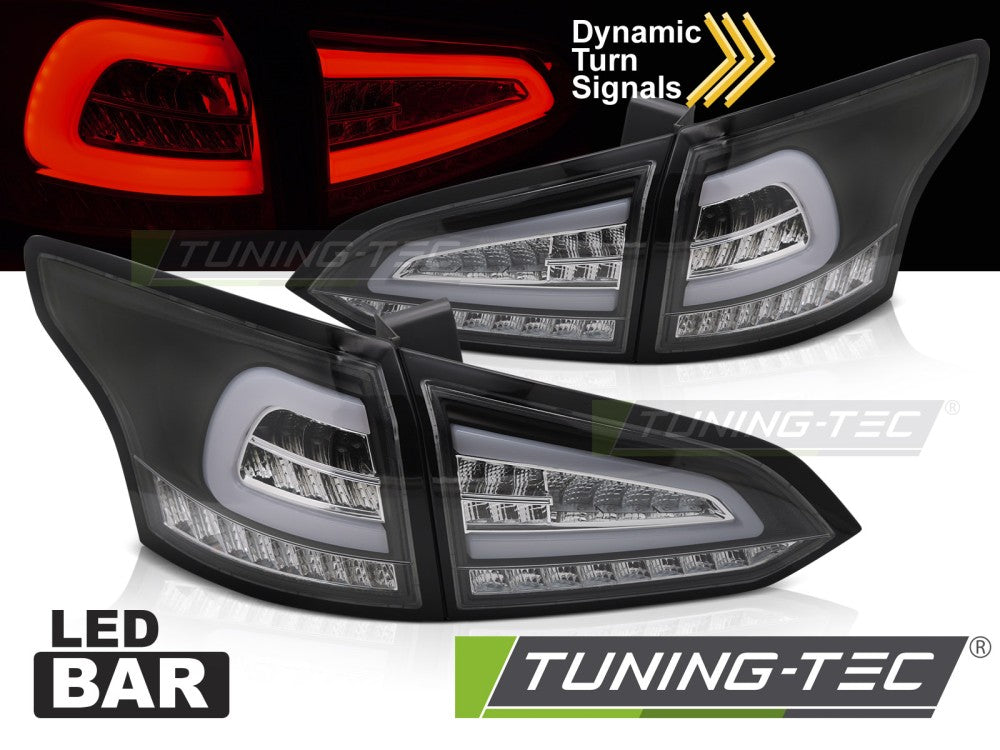 Feux arrière à LED noirs SEQ compatibles avec Ford Focus MK 3 SW 11-18