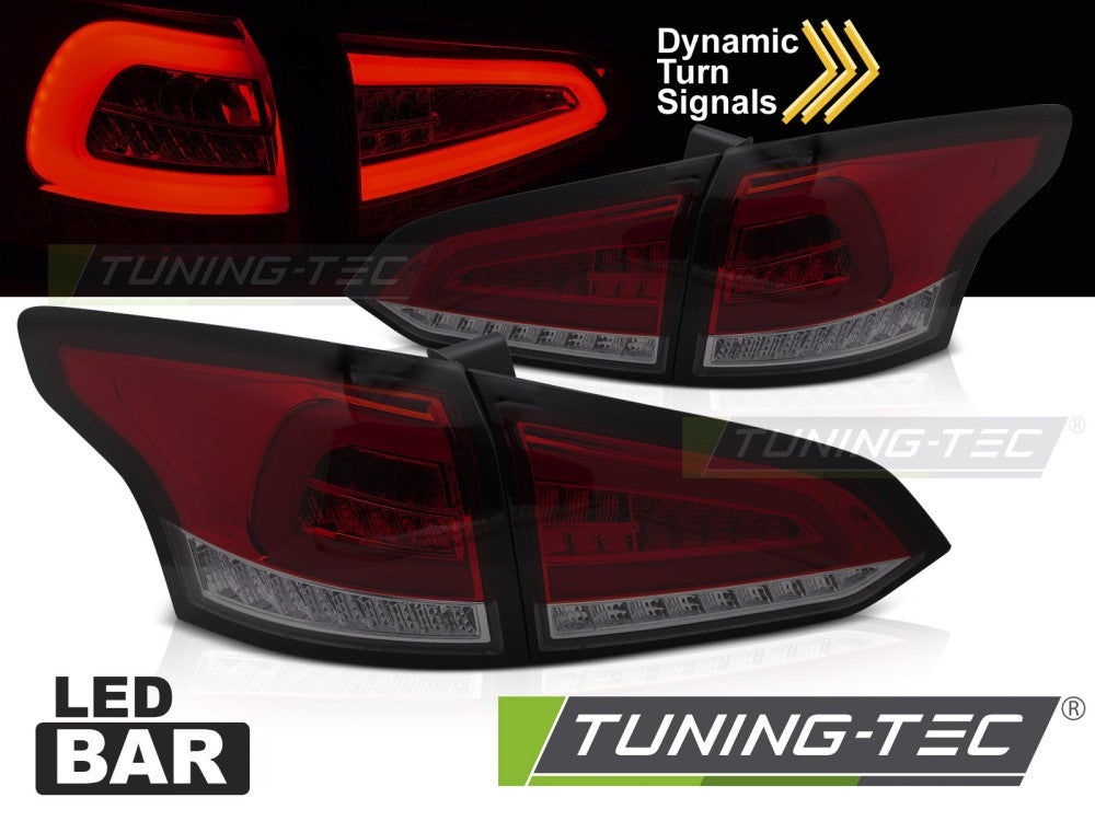 Feux arrière à LED rouge fumé SEQ compatibles avec Ford Focus MK 3 SW 11-18