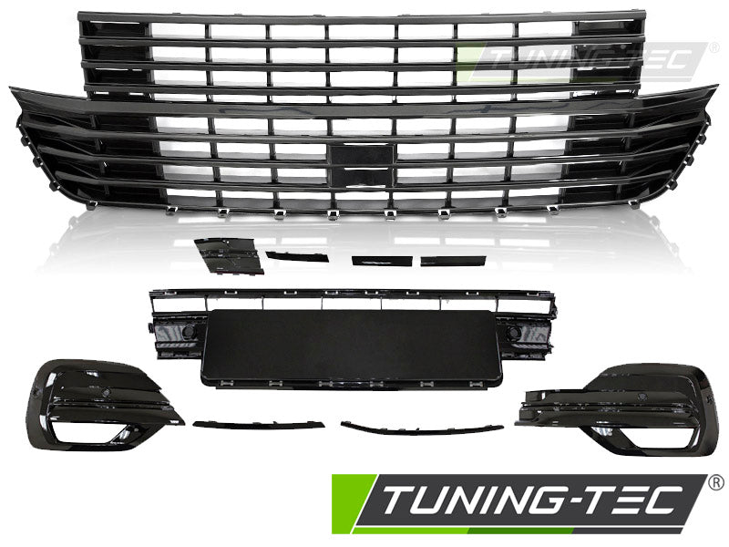 CALANDRE AVEC ÉLÉMENT DE PARE-CHOCS NOIR BRILLANT compatible VW T6.1 20-