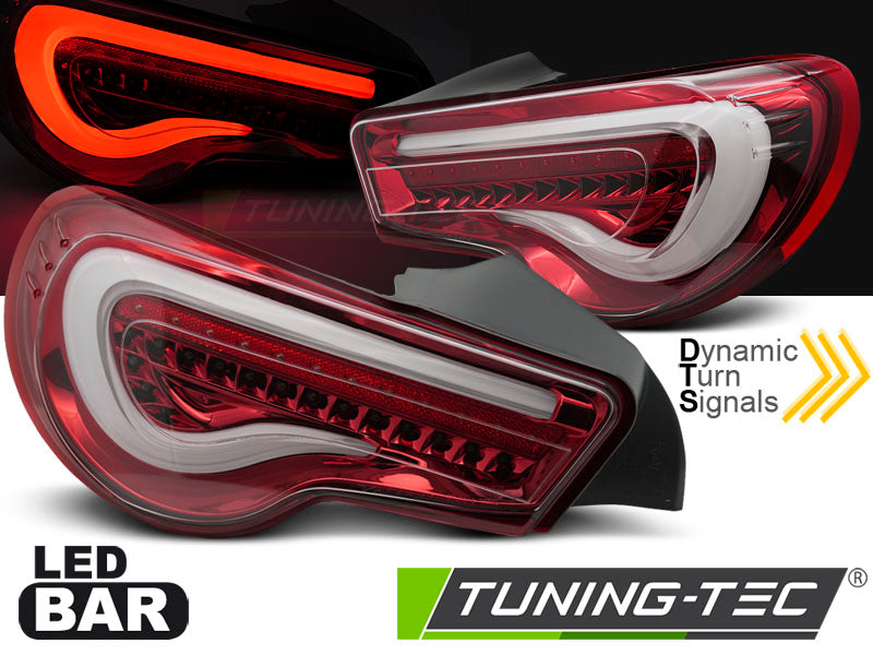 Barre LED rouge et blanche séquentielle pour Toyota GT86 12-21