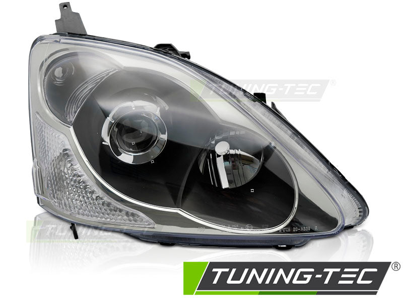 Phare avant droit noir TYC compatible avec Honda Civic 03-06 à hayon