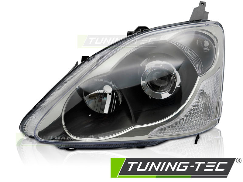 Phare avant gauche noir TYC compatible avec Honda Civic 03-06 à hayon