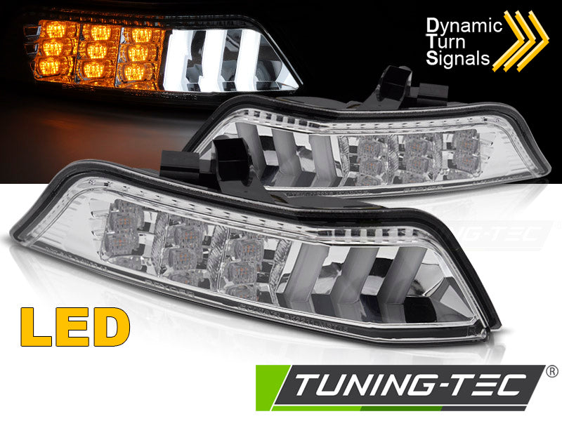 Feux de direction avant chromés à LED séquentiels compatibles avec Ford Mustang 15-17