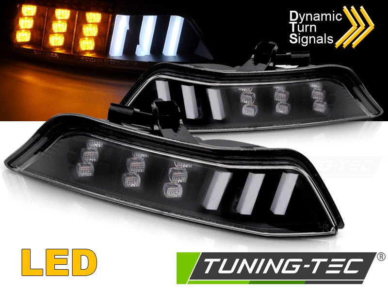 SÉQUENCE DE FEUX DE DIRECTION AVANT À LED NOIRS compatible avec FORD MUSTANG 15-17
