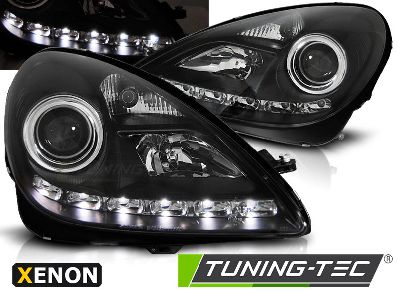Phares au xénon noir lumière du jour compatibles avec Mercedes R171 SLK 04-11