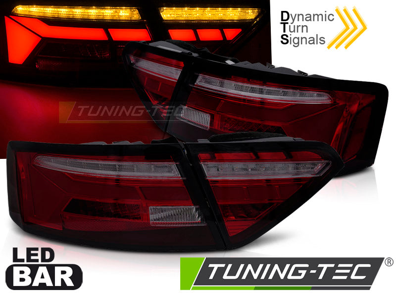 Feux arrière à LED rouges fumés SEQ compatibles avec Audi A5 11-16