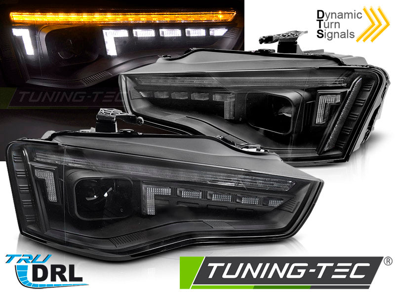 Phares au xénon LED noirs SEQ compatibles avec Audi A5 11-16