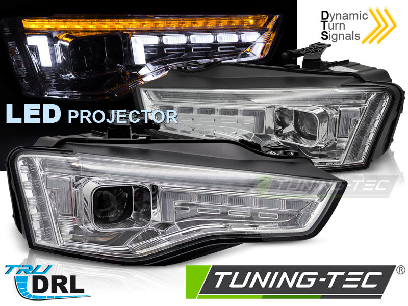 Phares LED chromés SEQ compatibles avec Audi A5 11-16