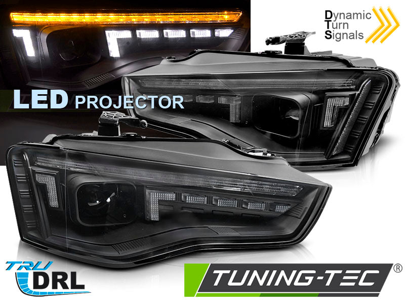 Phares LED noirs SEQ compatibles avec Audi A5 11-16