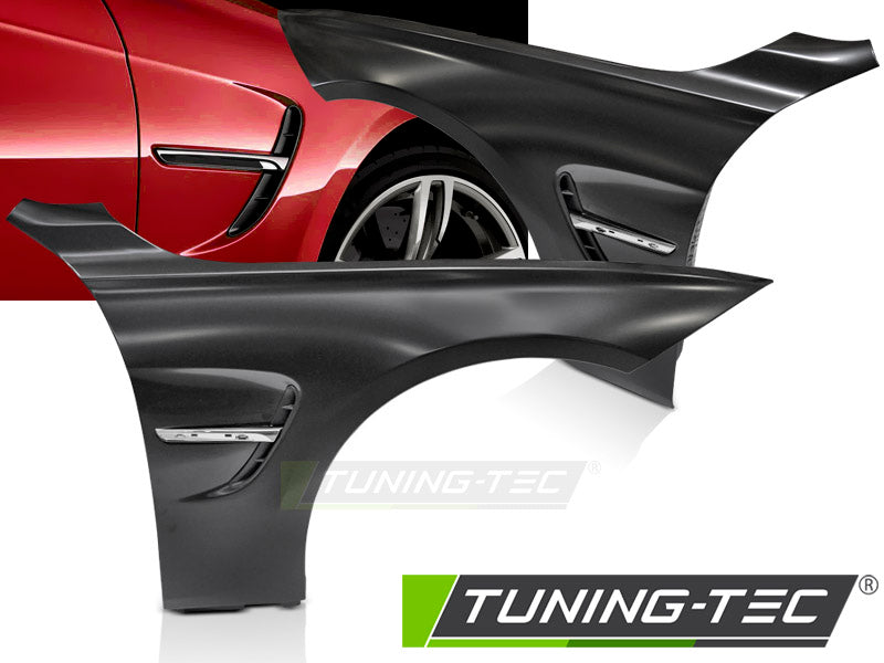 Ailes sport chromées avec aérations latérales, compatibles avec F30 et F31 (2011-2018).