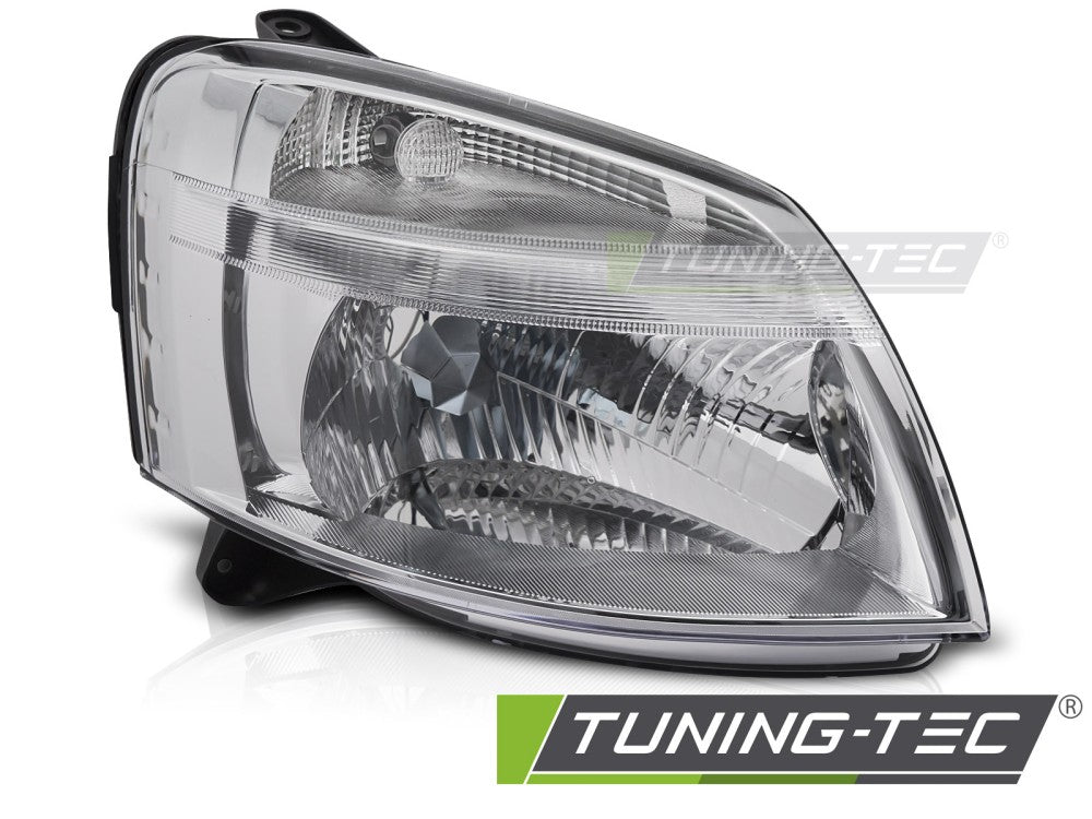 Phare chromé droit TYC compatible avec Citroën Berlingo et Peugeot Partner (2002-2010).