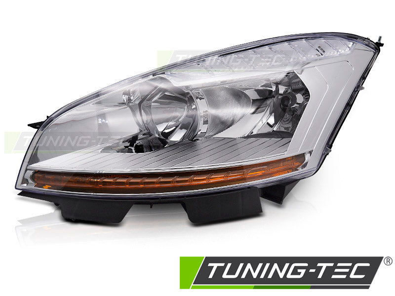 Phare chromé gauche TYC compatible avec Citroën C4 Picasso 06-10
