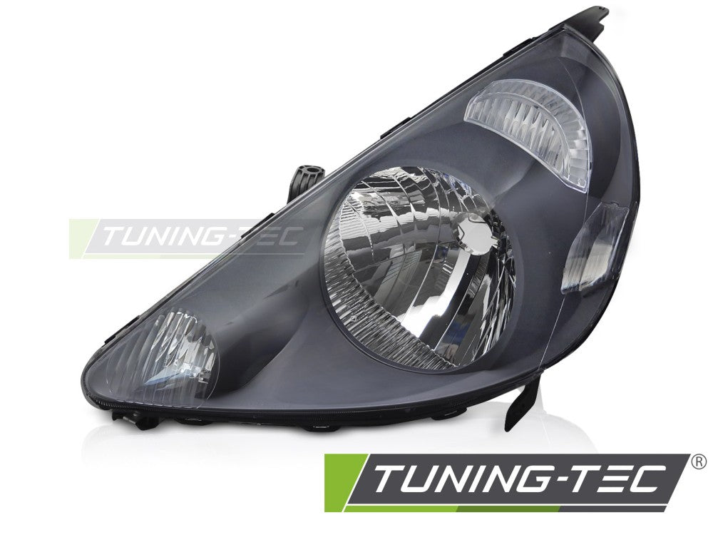Phare avant gauche noir TYC compatible avec Honda Jazz Fit 02-04