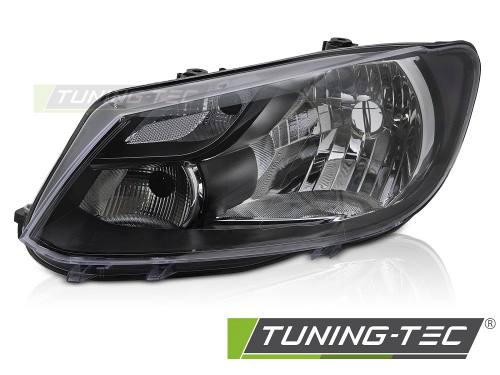 Phare avant gauche noir H4 TYC compatible VW Caddy 11-14