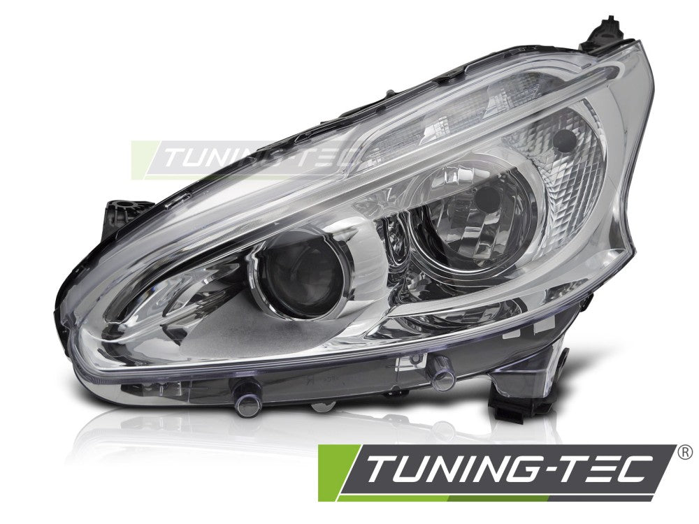 Phare avant gauche chromé à LED TYC compatible avec Peugeot 208 (2012-2015)