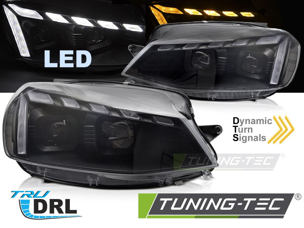Phares Full LED noirs avec feux de jour séquentiels compatibles VW Golf 7 17-19