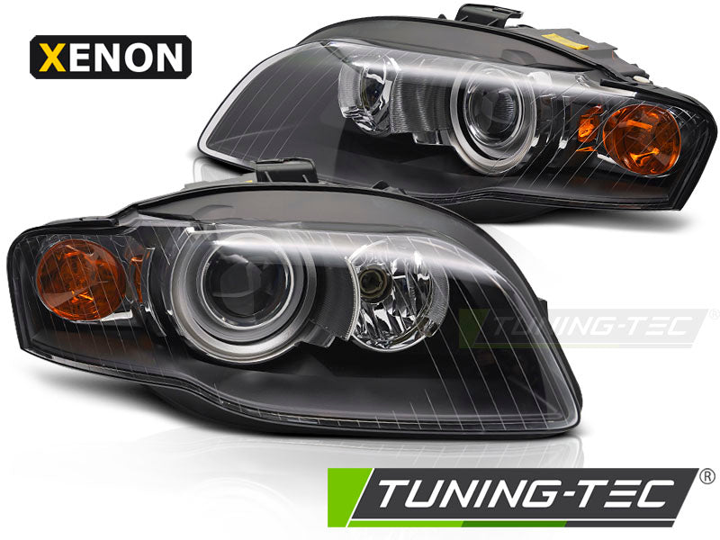 Phares au xénon noirs compatibles avec Audi A4 B7 04-08
