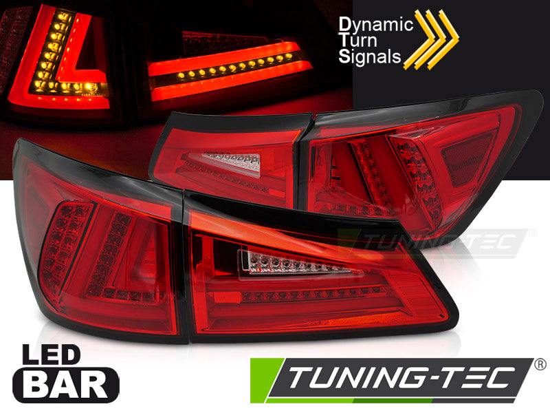 Feux arrière à LED rouges et blancs SQL compatibles avec Lexus IS II 06-13