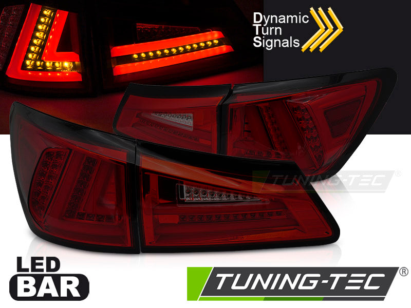 Feux arrière à LED rouges fumés SQL compatibles avec Lexus IS II 06-13