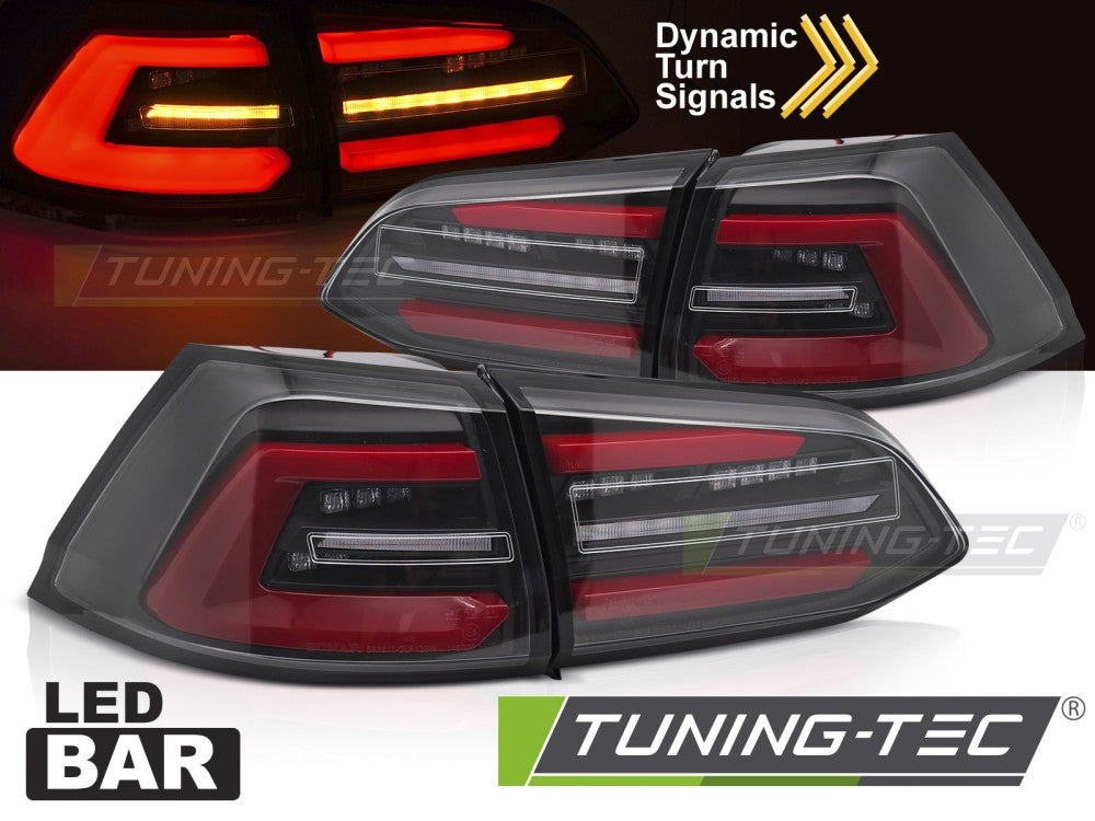 Feux arrière à LED noirs avec séquenceur rouge compatibles avec VW Golf 7 SW 13-17