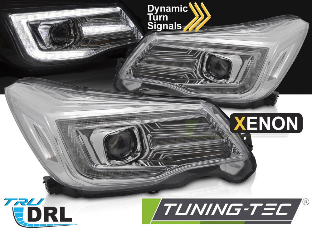 Phares au xénon avec feux de jour chromés, compatibles avec Subaru Forester IV 13-18