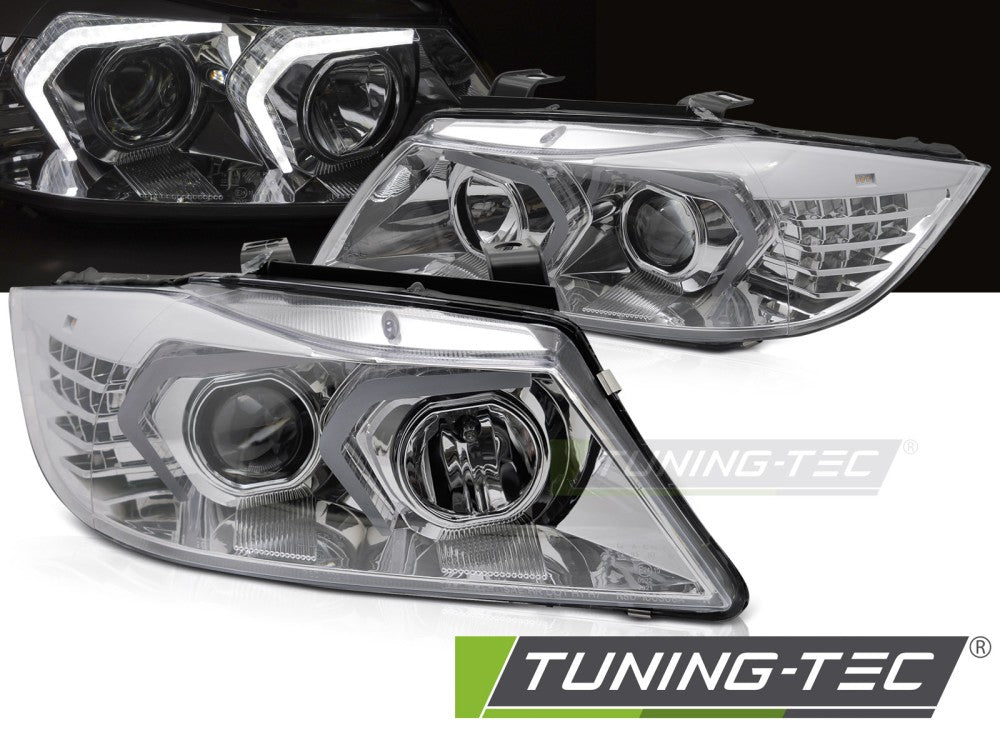 Phares LED chromés compatibles BMW E90/E91 05-08