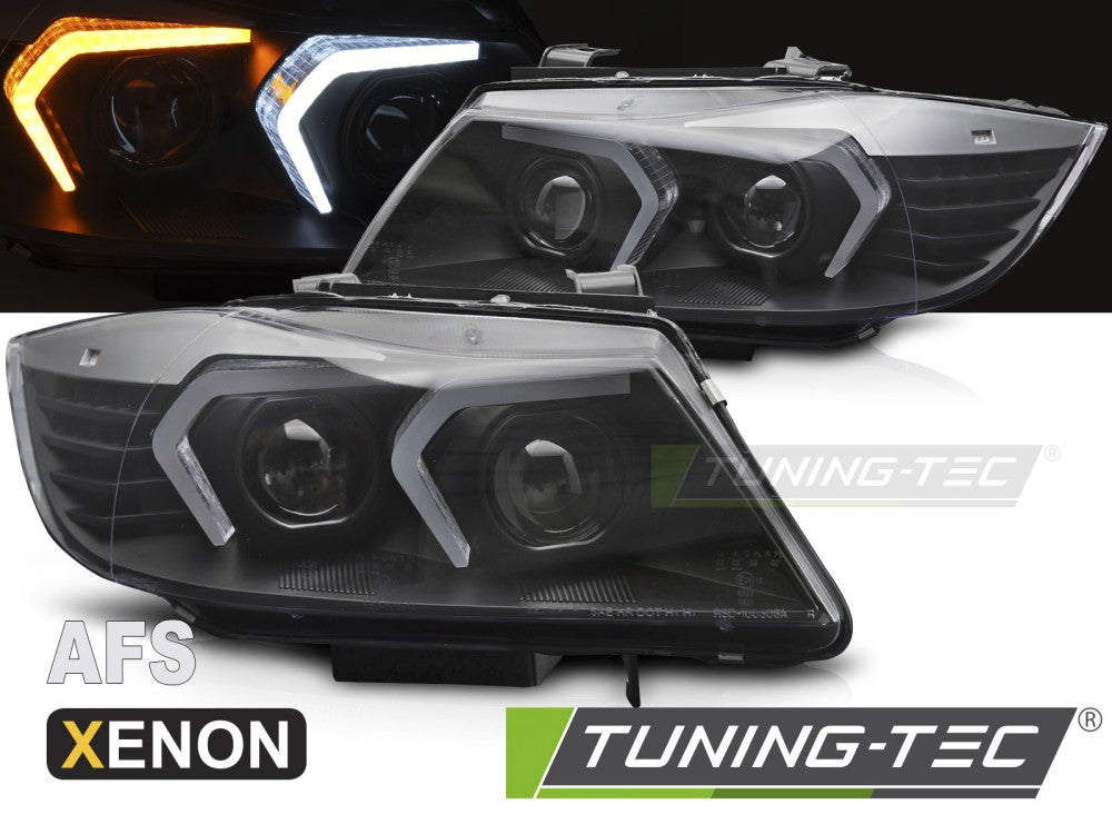 Phares Xenon AFS à LED noirs compatibles BMW E90 / E91 LCI 09-11