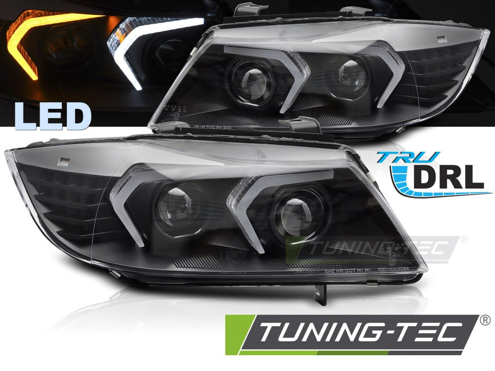 Phares Full LED noirs compatibles BMW E90/E91 05-08
