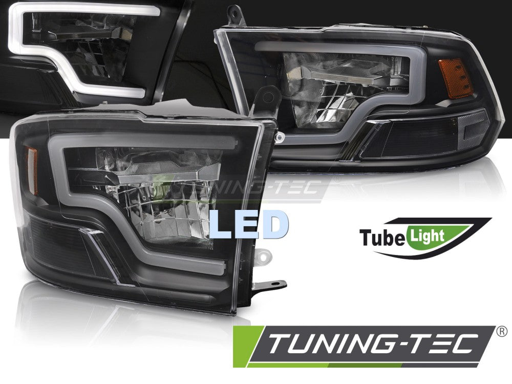 Feux tubulaires à LED noirs pour Dodge Ram 09-18
