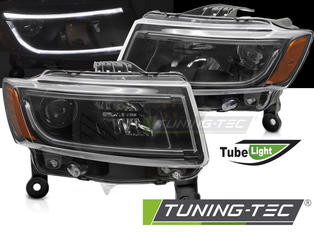 Phare tubulaire noir pour Jeep Grand Cherokee 14-16