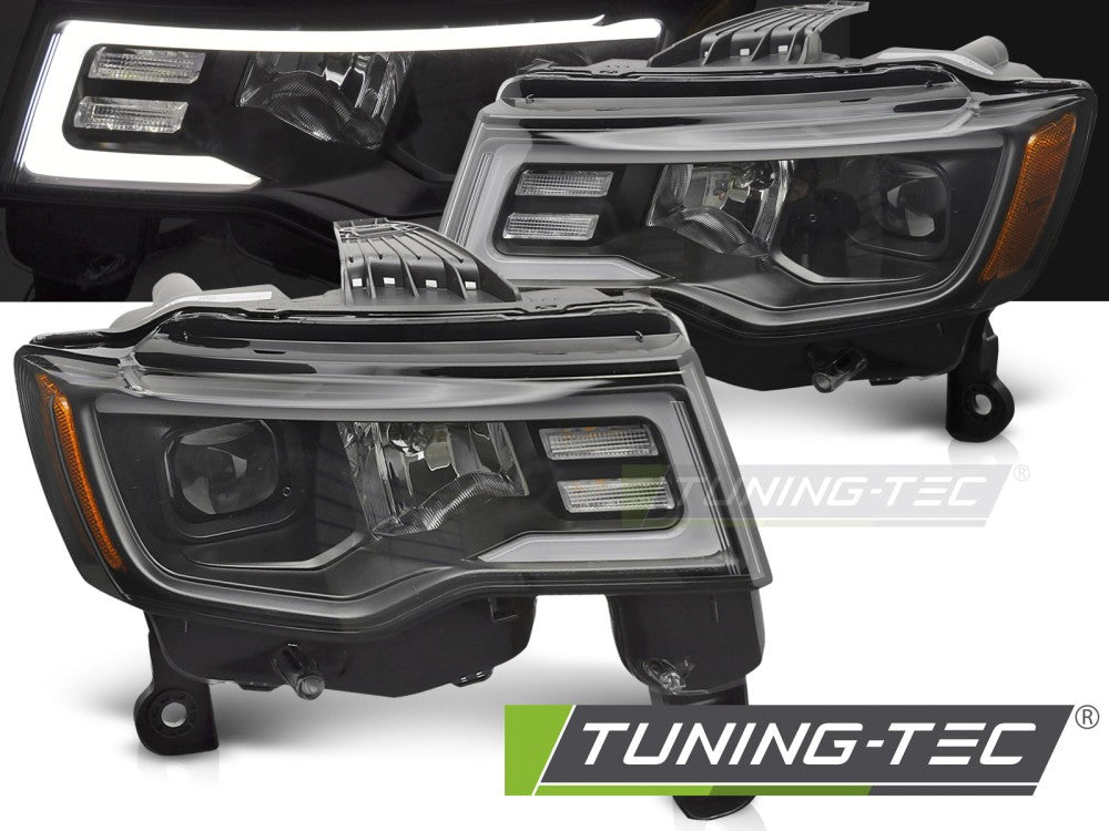 Phare tubulaire noir pour Jeep Grand Cherokee 16-21