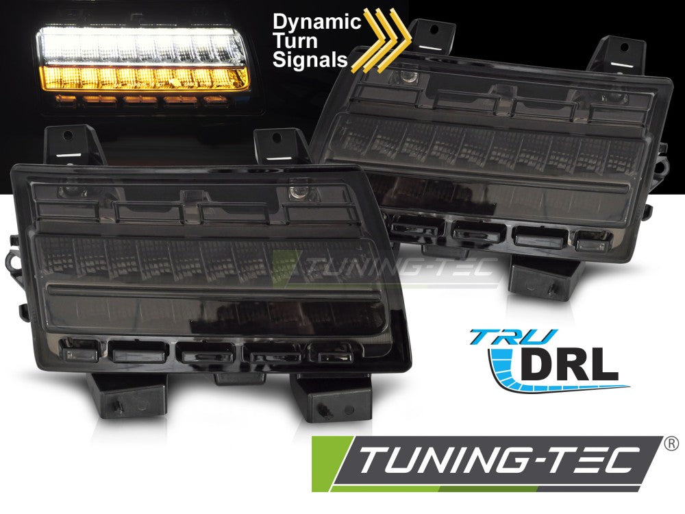 Feux de jour séquentiels fumés avant compatibles avec Jeep Wrangler JL 18-23
