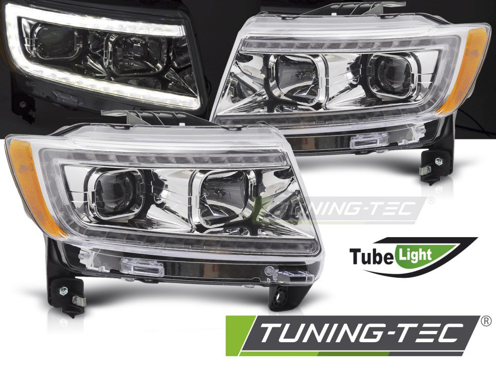 Phare tubulaire chromé pour Jeep Grand Cherokee 11-13