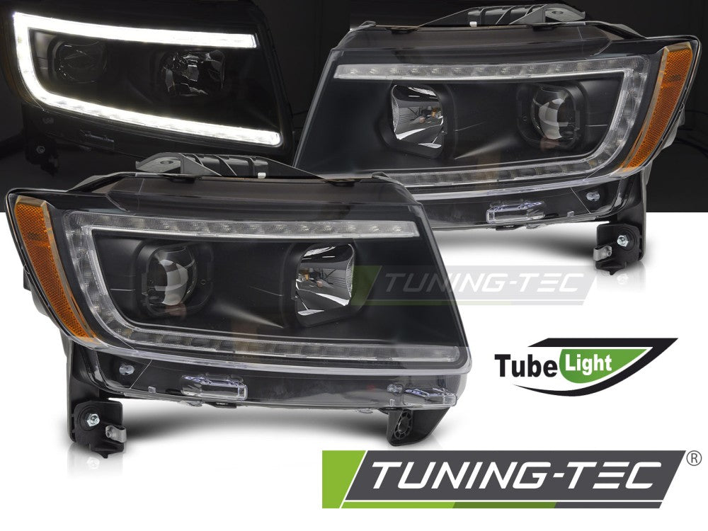 Phare tubulaire noir pour Jeep Grand Cherokee 11-13