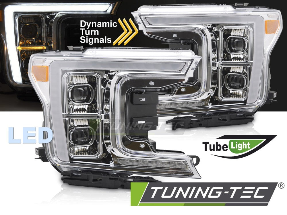 Phares Full LED chromés compatibles avec Ford F150 MK13 17-20
