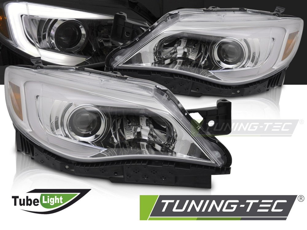 Phares tubulaires chromés compatibles avec Subaru WRX 08-14