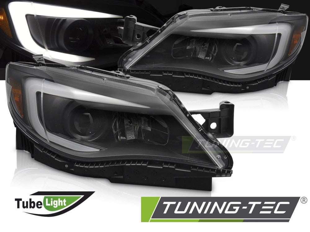 Phares tubulaires noirs compatibles avec Subaru WRX 08-14
