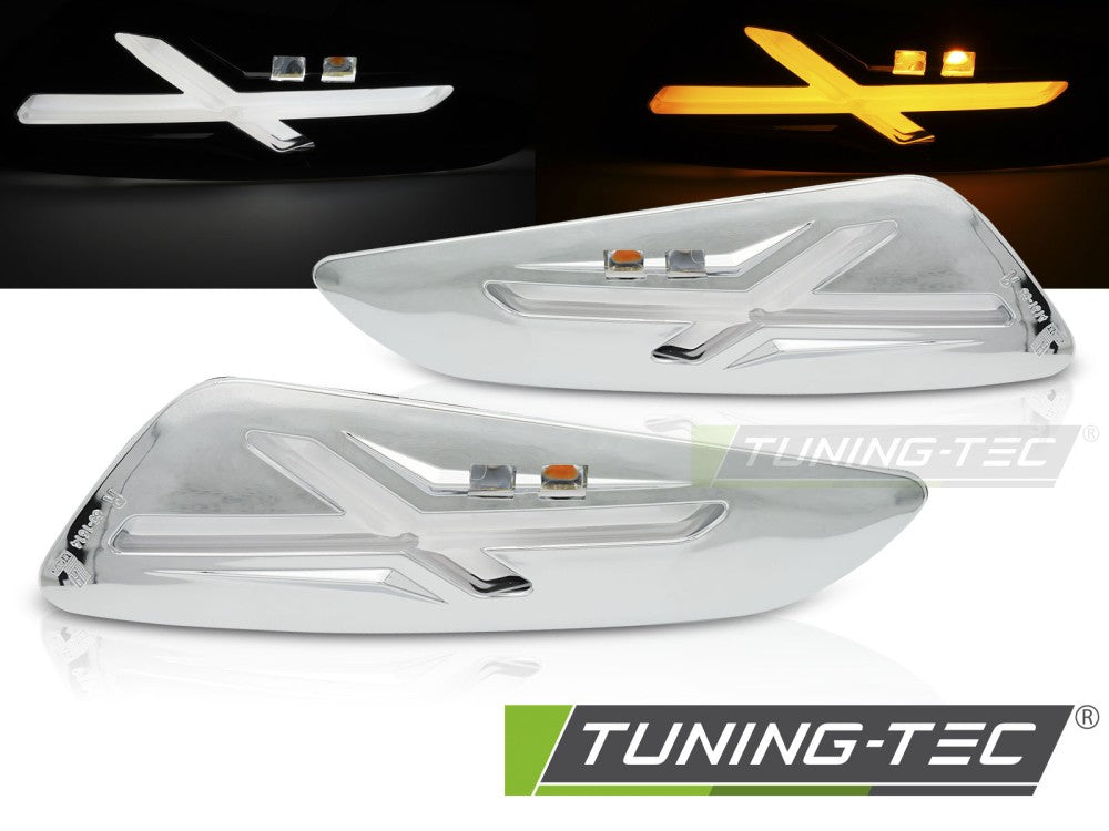 Feux de direction avant chromés à LED compatibles avec Vespa Sprint / Primavera 150 cm3